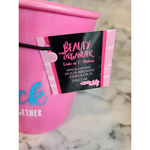 Pink Beauty Organizer With "Put On Some Lipstick & Pull Yourself Together" Quote - Picture 3 of 3